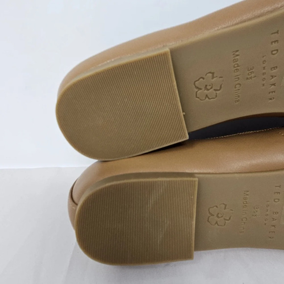 Ted Baker London Womens Bayana Bow Ballet Flats Shoes Sz 36.5=6 Tan Leather - Picture 7 of 13